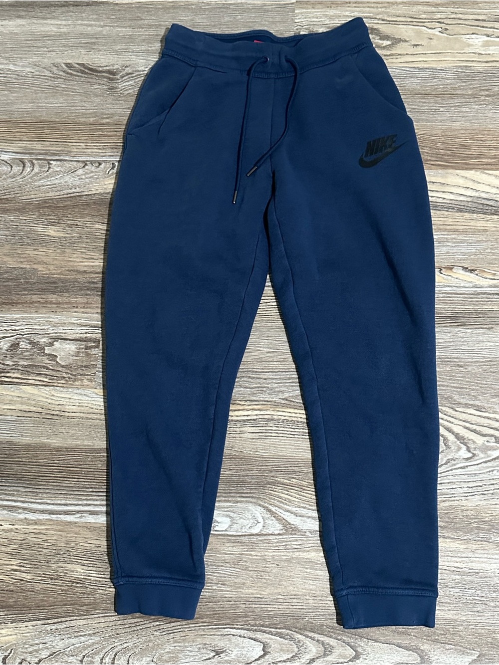 Nike Women's Navy Blue Fleece Joggers with Drawstring